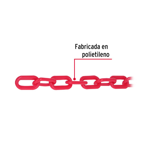 Metro de cadena de 5 mm de plástico roja, carrete de 25 m | CAPL-5R | 44176