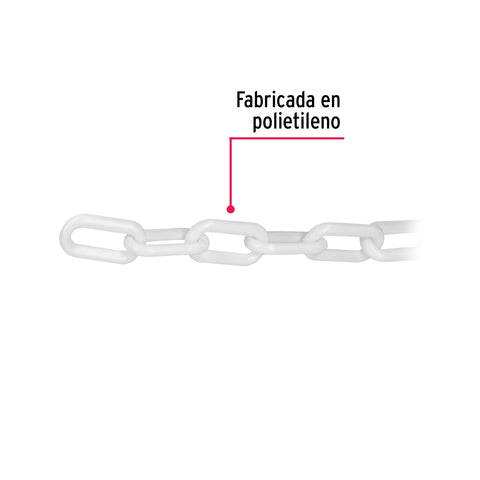 Metro de cadena de 8 mm de plástico blanca, carrete de 25 m | CAPL-8B | 44181
