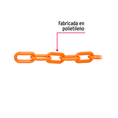 Metro de cadena de 8 mm de plástico naranja, carrete de 25 m | CAPL-8A | 44185
