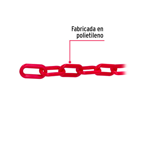 Metro de cadena de 8 mm de plástico roja, carrete de 25 m | CAPL-8R | 44186