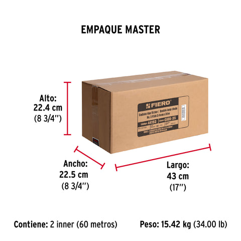 Metro de cadena tipo Víctor de 3.4 mm en carrete de 30 m | CADE-35 | 44193