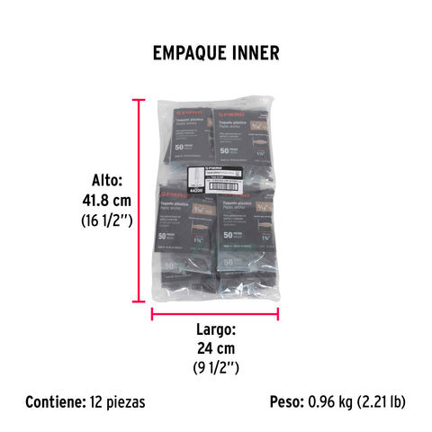 Bolsa con 50 taquetes de plástico 5/16', FIERO | TAQ-5/16P | 44200