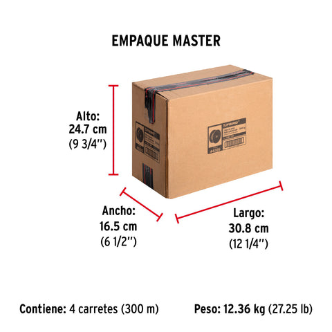 Metro de cable rígido 1/8' de acero 7x7 hilos, 75 m, FIERO | CAB-1/8R | 44205