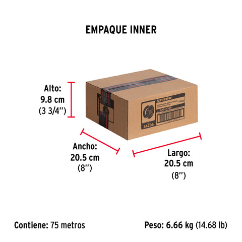 Metro de cable rígido 3/16' de acero 7x7 hilos, 75 m, FIERO | CAB-3/16R | 44206