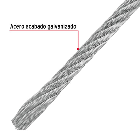 Metro de cable flexible 1/8' de acero 7x19 hilos, 75 m | CAB-1/8F | 44211