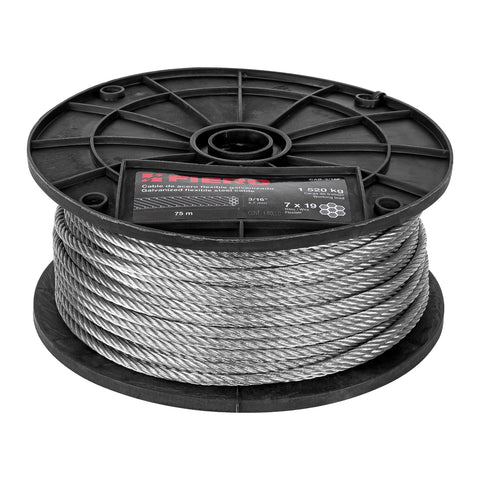 Metro de cable flexible 3/16' de acero 7x19 hilos, 75 m | CAB-3/16F | 44212