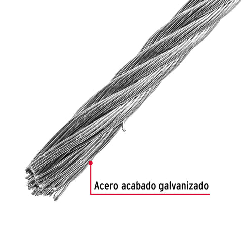 Metro de cable flexible 3/16' de acero 7x19 hilos, 75 m | CAB-3/16F | 44212