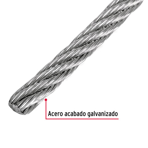 Metro de cable flexible 1/4' de acero 7x19 hilos, 75 m | CAB-1/4F | 44213