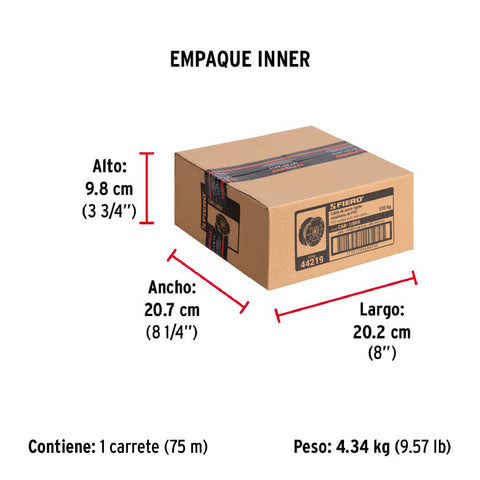 Metro de cable rígido 1/8' acero 7x7 recubierto PVC, 75 m | CAB-1/8RX | 44219