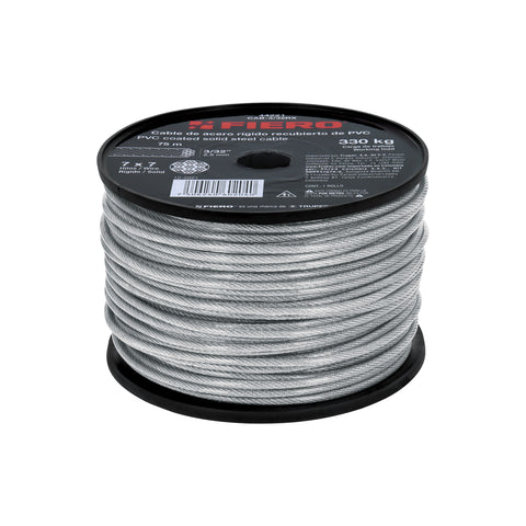 Metro de cable rígido 3/32' acero 7x7 recubierto PVC, 75 m | CAB-3/32RX | 44221