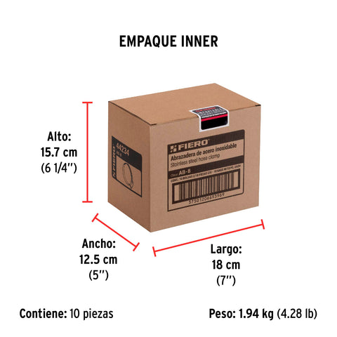 Bolsa c/10 abrazaderas sin fin reforzadas # 8, 5/8 - 7/8' | AB-8 | 44234