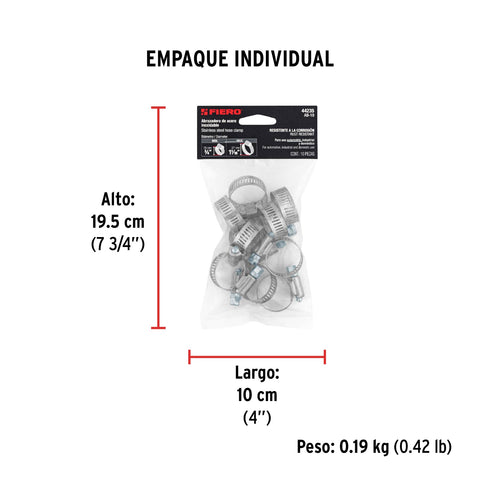 Bolsa c/10 abrazaderas sin fin reforzadas #10, 3/4 - 1-1/16' | AB-10 | 44235