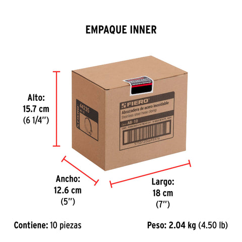 Bolsa c/10 abrazaderas sin fin reforzadas #10, 3/4 - 1-1/16' | AB-10 | 44235