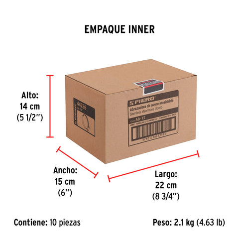 Bolsa c/10 abrazaderas sin fin reforzadas # 12, 5/8 - 1-1/4' | AB-12 | 44236