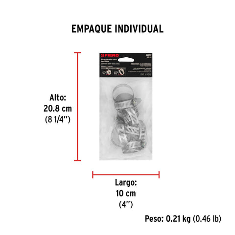 Bolsa c/10 abrazaderas sin fin reforzadas # 16, 3/4 - 1-1/2' | AB-16 | 44237