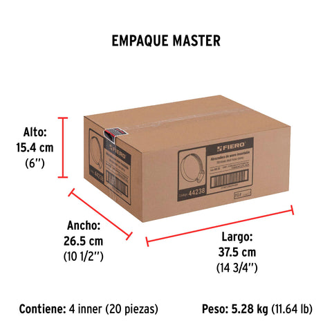 Bolsa c/10 abrazaderas sin fin reforzadas # 20, 3/4 - 1-3/4' | AB-20 | 44238