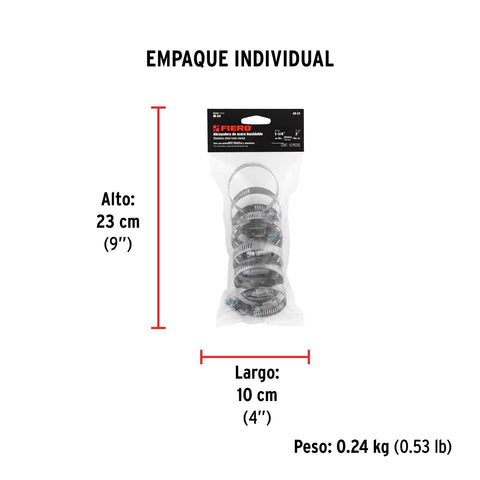 Bolsa c/10 abrazaderas sin fin reforzadas # 24, 1-1/4 - 2' | AB-24 | 44239