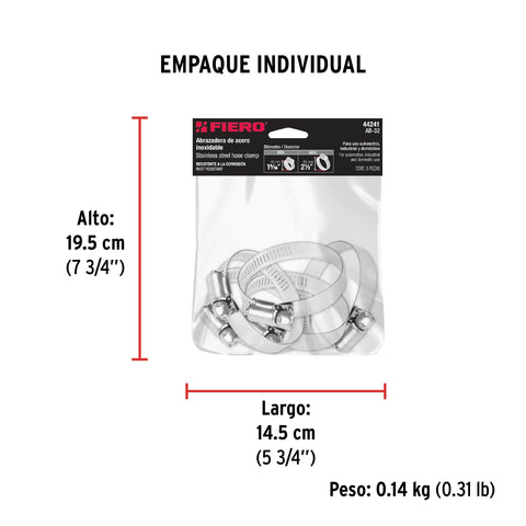 Bolsa c/5 abrazaderas sin fin reforzadas #32,1-9/16 - 2-1/2' | AB-32 | 44241
