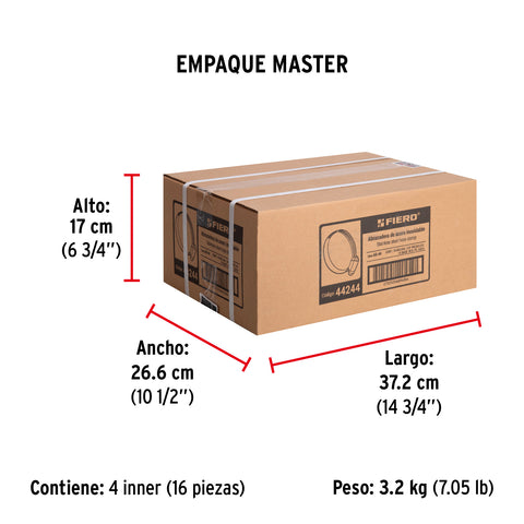 Bolsa c/5 abrazaderas sin fin reforzadas #44, 2-5/8 - 3-1/4' | AB-44 | 44244