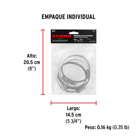 Bolsa c/5 abrazaderas sin fin reforzadas #44, 2-5/8 - 3-1/4' | AB-44 | 44244
