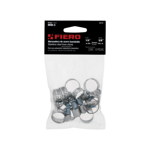 Bolsa c/10 abrazaderas mini sin fin reforzadas #3, 1/4'-5/8' | AB-03 | 44255