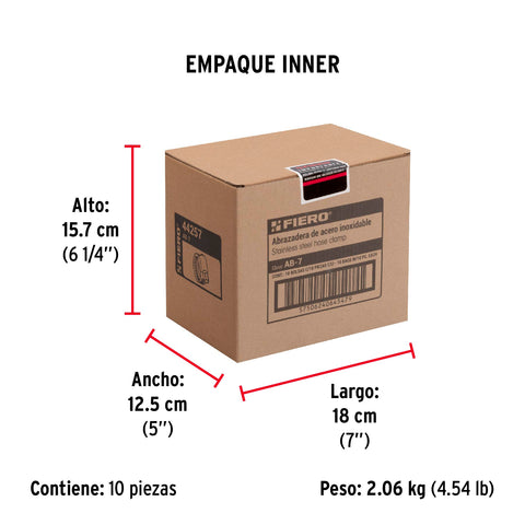 Bolsa c/10 abrazaderas sin fin reforzadas #7, 9/16 - 1-1/16' | AB-7 | 44257