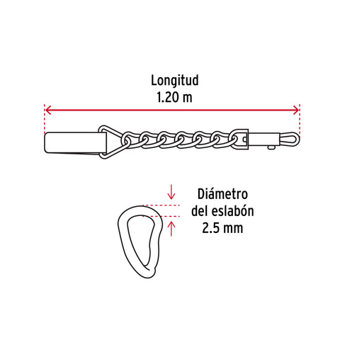 Cadena de paseo para perro de 1.2 m x 2.5 mm, FIERO | CAPE-25 | 44281