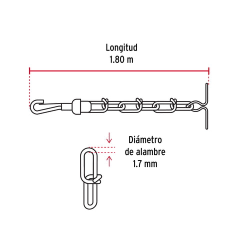 Cadena de 1.8 m de amarre para perro, 1.7 mm, FIERO | CAPE-20V | 44312