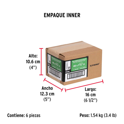 Bolsa con 100 pijas #8 x 1-3/4' multiusos, FIERO | PIJ-844 | 44346
