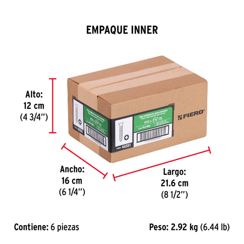 Bolsa con 100 pijas #10 x 2-1/2' multiusos, FIERO | PIJ-1063 | 44351