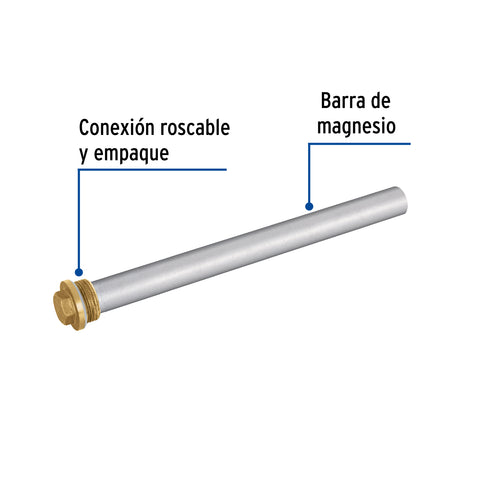 Ánodo de magnesio para calentador solar, 3/4', FOSET | R2-CALE-S | 44354