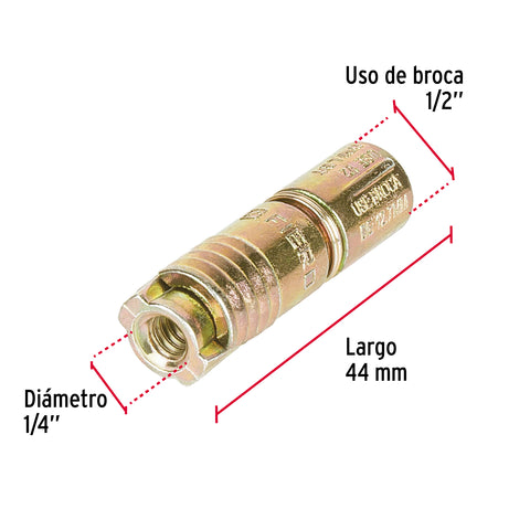 Bolsa con 4 taquetes expansivos de 1/4' sin tornillo, FIERO | TAE-1/4 | 44362