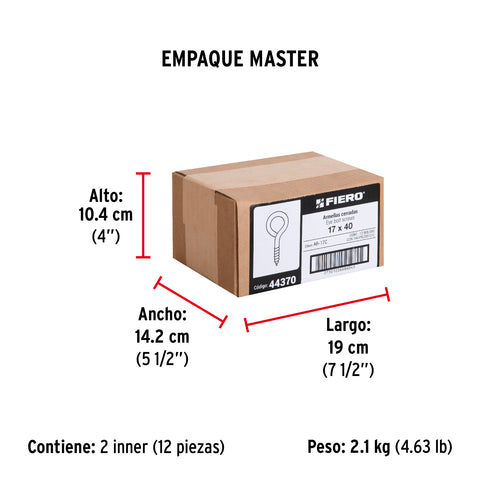 Bolsa con 144 armellas cerradas de 17 x 40, FIERO | AR-17C | 44370