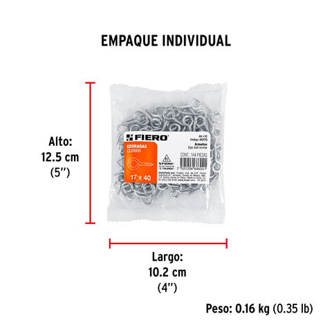 Bolsa con 144 armellas cerradas de 17 x 40, FIERO | AR-17C | 44370