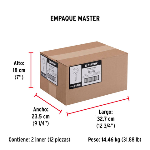 Bolsa con 72 armellas cerradas de 23 x 110, FIERO | AR-23C | 44376