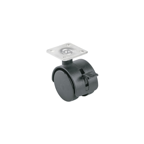 Rodaja tipo yoyo de 40 mm con placa, con freno, FIERO | ROYF-40 | 44388