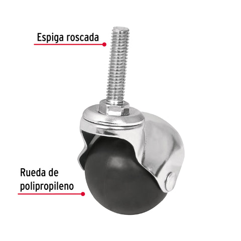 Rodaja esférica, 50 mm con espiga, FIERO | RO-50E | 44396