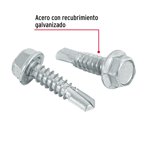 Bolsa con 100 pijas 1' cabeza hexagonal, punta de broca | PIBR-1 | 44401