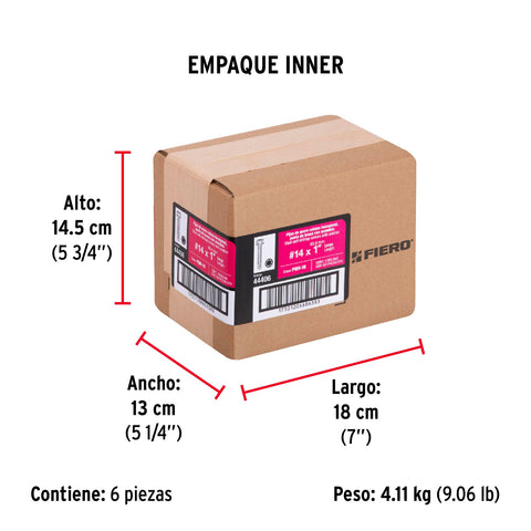 Bolsa con 100 pijas 1' hexagonal, punta broca con rondana | PIBR-1R | 44406