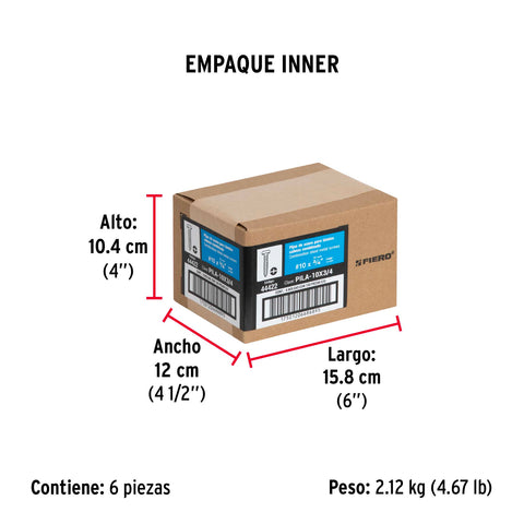 Bolsa con 150 pijas para lámina, #10 x 3/4', FIERO | PILA-10X3/4 | 44422
