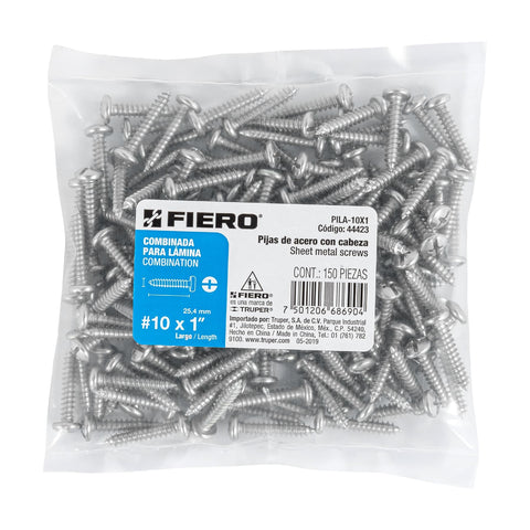 Bolsa con 150 pijas para lámina, #10 x 1', FIERO | PILA-10X1 | 44423