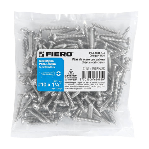 Bolsa con 150 pijas para lámina, #10 x 1-1/4', FIERO | PILA-10X1-1/4 | 44424