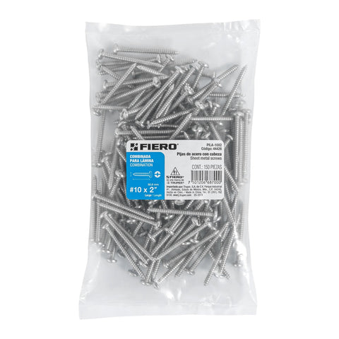 Bolsa con 150 pijas para lámina, #10 x 2', FIERO | PILA-10X2 | 44426