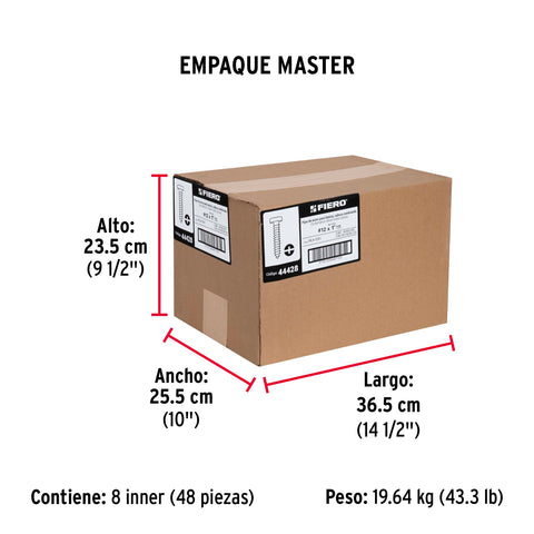 Bolsa con 100 pijas para lámina, #12 x 1', FIERO | PILA-12X1 | 44428