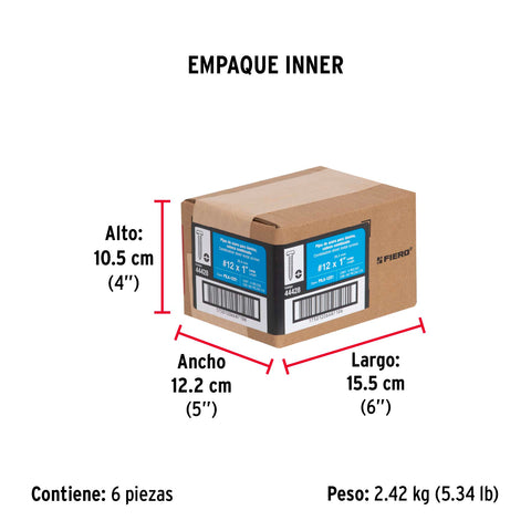 Bolsa con 100 pijas para lámina, #12 x 1', FIERO | PILA-12X1 | 44428