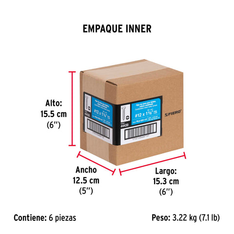 Bolsa con 100 pijas para lámina, #12 x 1-1/2', FIERO | PILA-12X1-1/2 | 44430