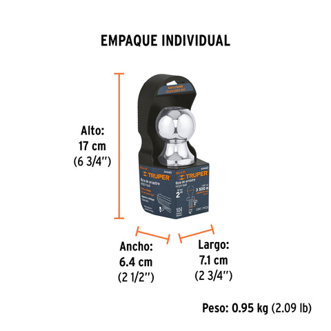 Bola de arrastre para remolque, 2', 3500 lb, Truper | BOLA-35 | 44440
