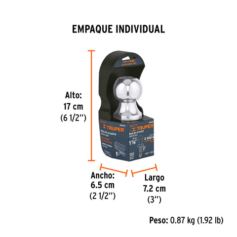 Bola de arrastre para remolque, 1-7/8', 2000 lb, Truper | BOLA-20 | 44441