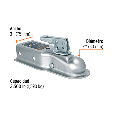 Acoplador para remolque, para bola de 2', Truper | ACO-BOLA-35 | 44442