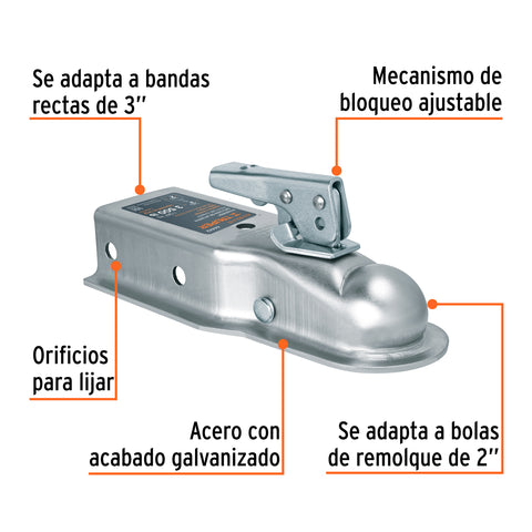 Acoplador para remolque, para bola de 2', Truper | ACO-BOLA-35 | 44442